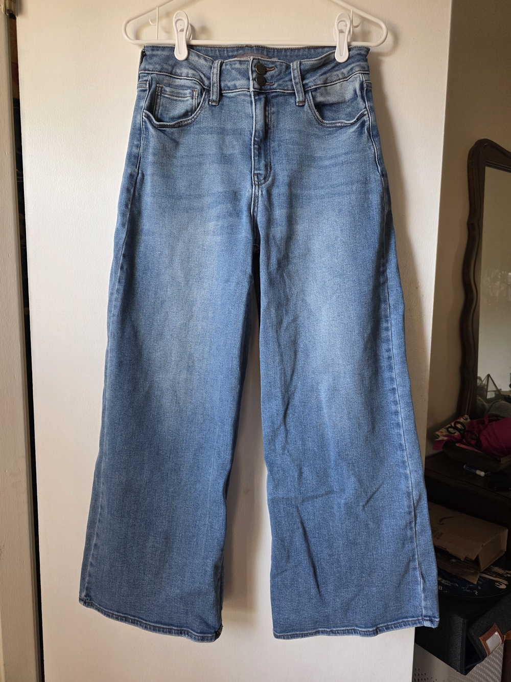 Wide Leg High-Rise Women's Jeans - Light Blue